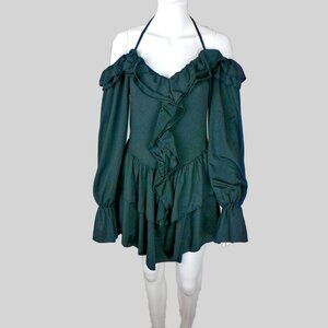 Black Ruffle Mini Long Sleeve Women's Dress